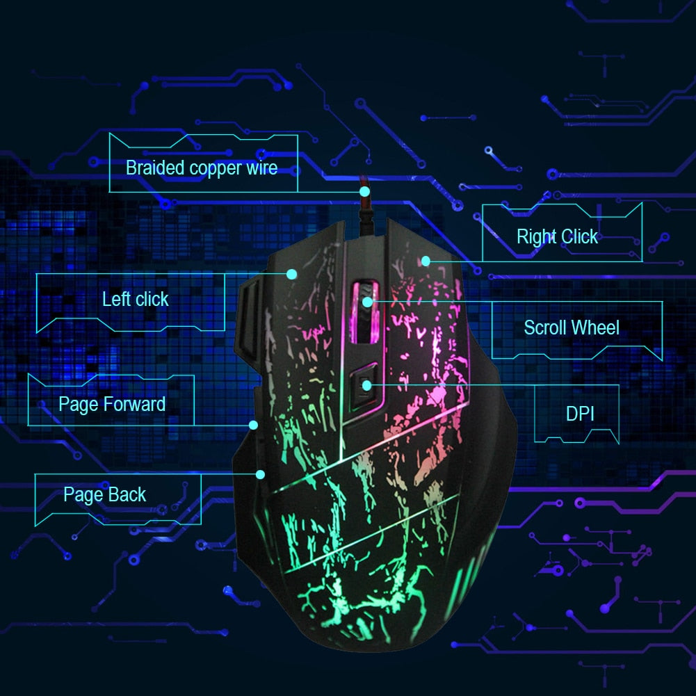 Ratón gaming RGB visto desde arriba